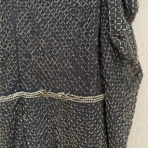 Mac Duggal 93674 Gray Beaded Wrap Over Puff Sleeve Dress - Picture 5 of 13